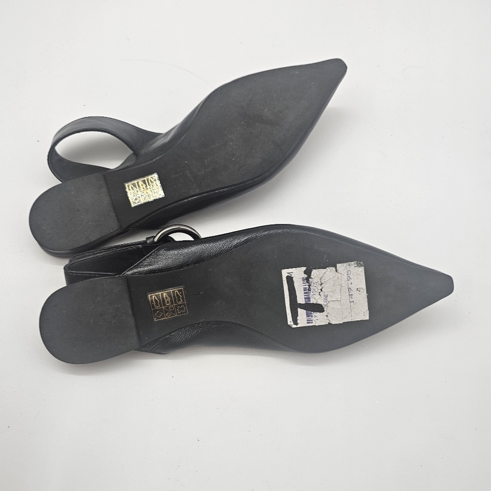 Jeffrey Campbell Black Scone Slingback Pointed Toe Flat Size 7 NWOB Leather - Picture 10 of 11